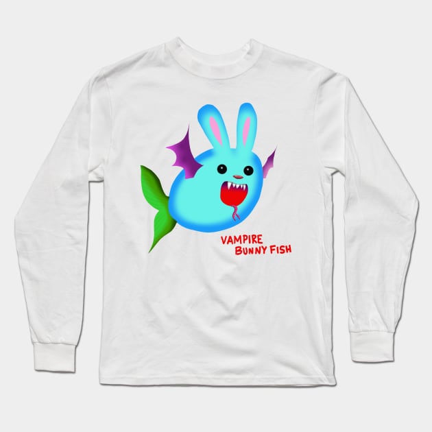 vampire bunny fish Long Sleeve T-Shirt by wolfmanjaq